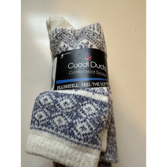 Cuddl Duds Ladies Comfort Boot Socks Cozy Plushfill Womens Size 4-10 4 Pack NIP - Picture 2 of 5